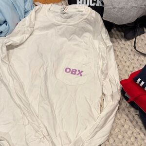White Long Sleeve Shirt with Purple OBX Logo